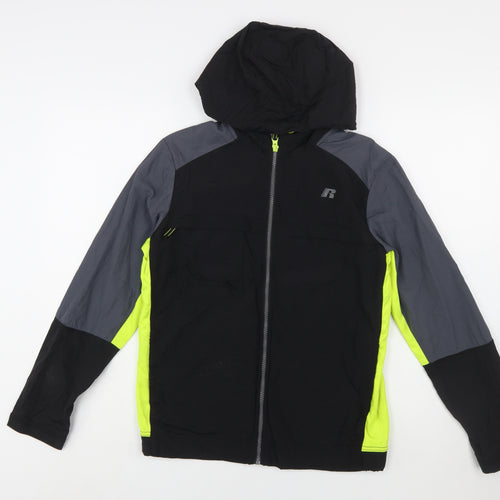 Russell Boys Black XL (14-16 Years) Hooded Windbreaker Jacket