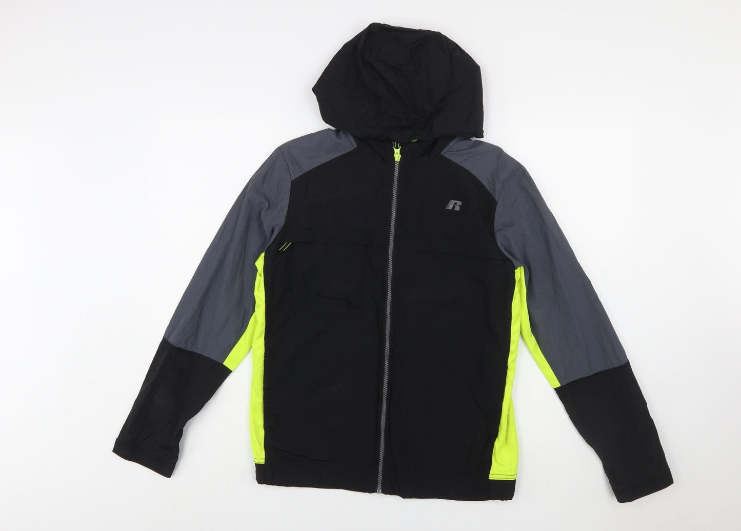 Russell Boys Black XL (14-16 Years) Hooded Windbreaker Jacket