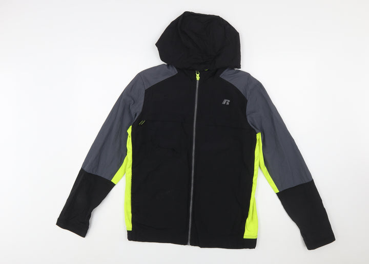 Russell Boys Black XL (14-16 Years) Hooded Windbreaker Jacket