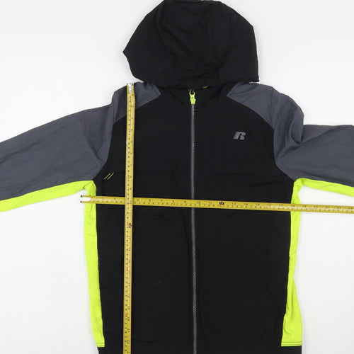 Russell Boys Black XL (14-16 Years) Hooded Windbreaker Jacket