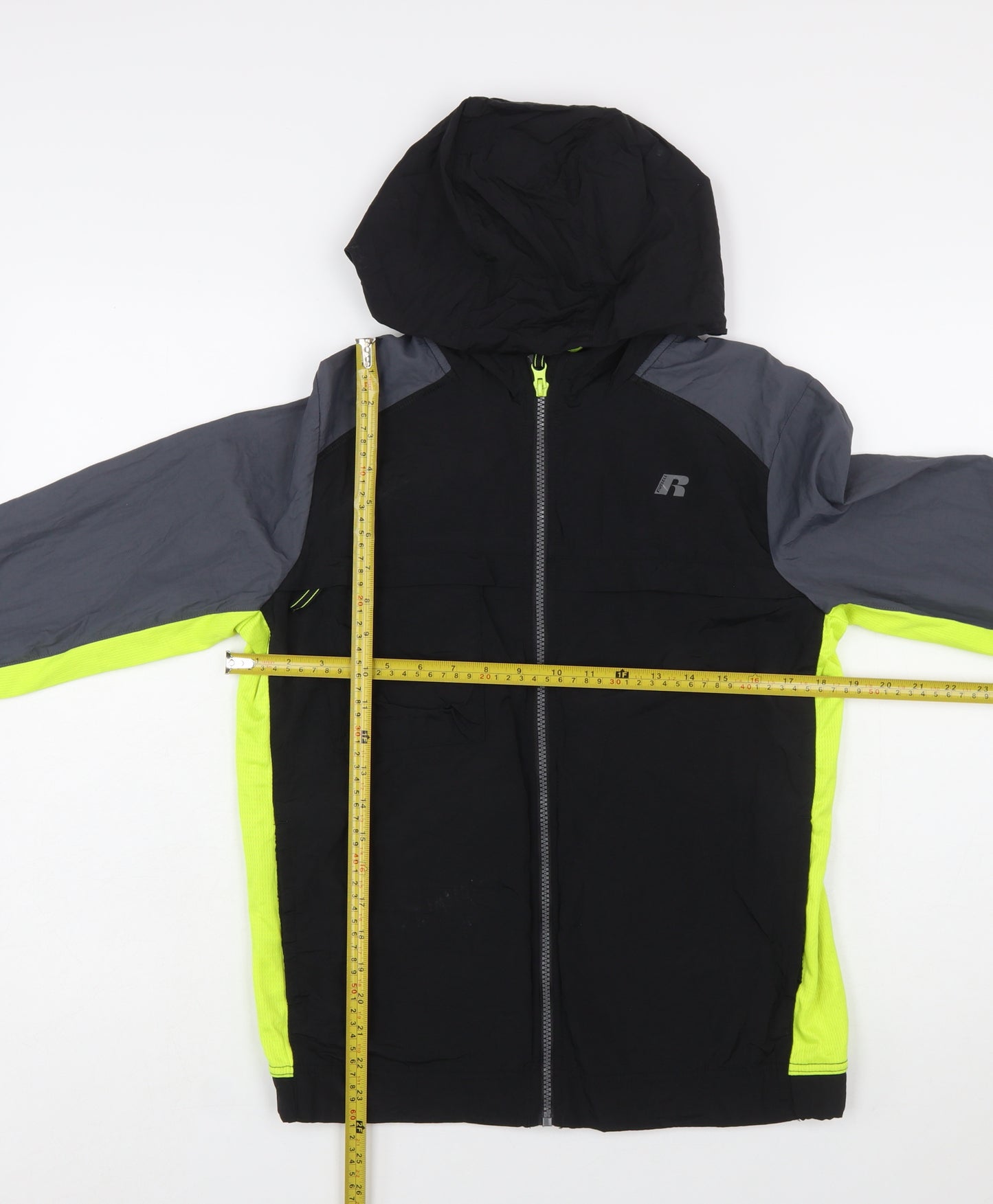 Russell Boys Black XL (14-16 Years) Hooded Windbreaker Jacket