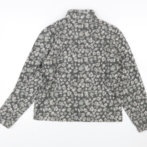 Eddie Bauer Girls Grey Animal Print Fleece Full Zip Jacket Size 14-15 Years