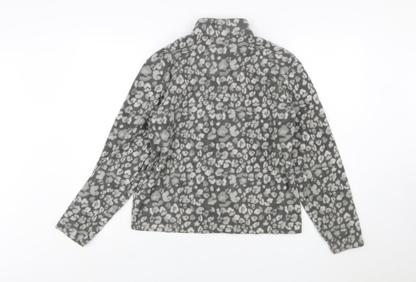 Eddie Bauer Girls Grey Animal Print Fleece Full Zip Jacket Size 14-15 Years