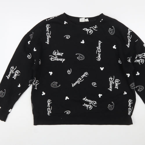 Disney Womens Black Sweatshirt L Logo Print Pullover Primark Cares