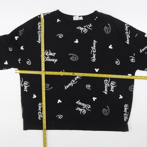 Disney Womens Black Sweatshirt L Logo Print Pullover Primark Cares