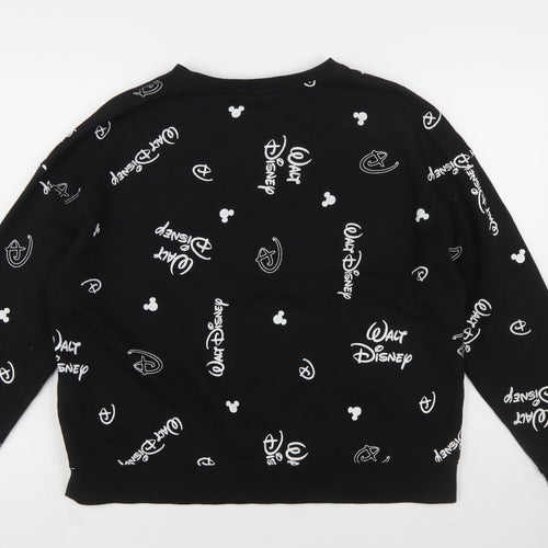 Disney Womens Black Sweatshirt L Logo Print Pullover Primark Cares