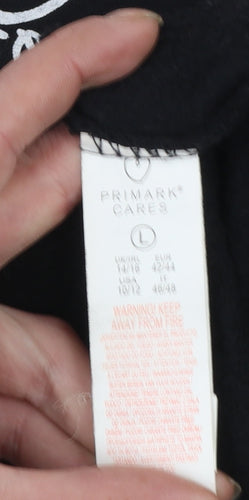Disney Womens Black Sweatshirt L Logo Print Pullover Primark Cares