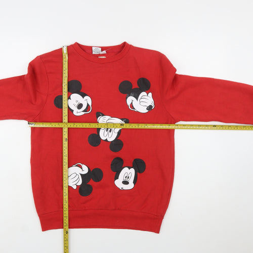 Primark Women Red Mickey Mouse Graphic Pullover Sweatshirt Size S