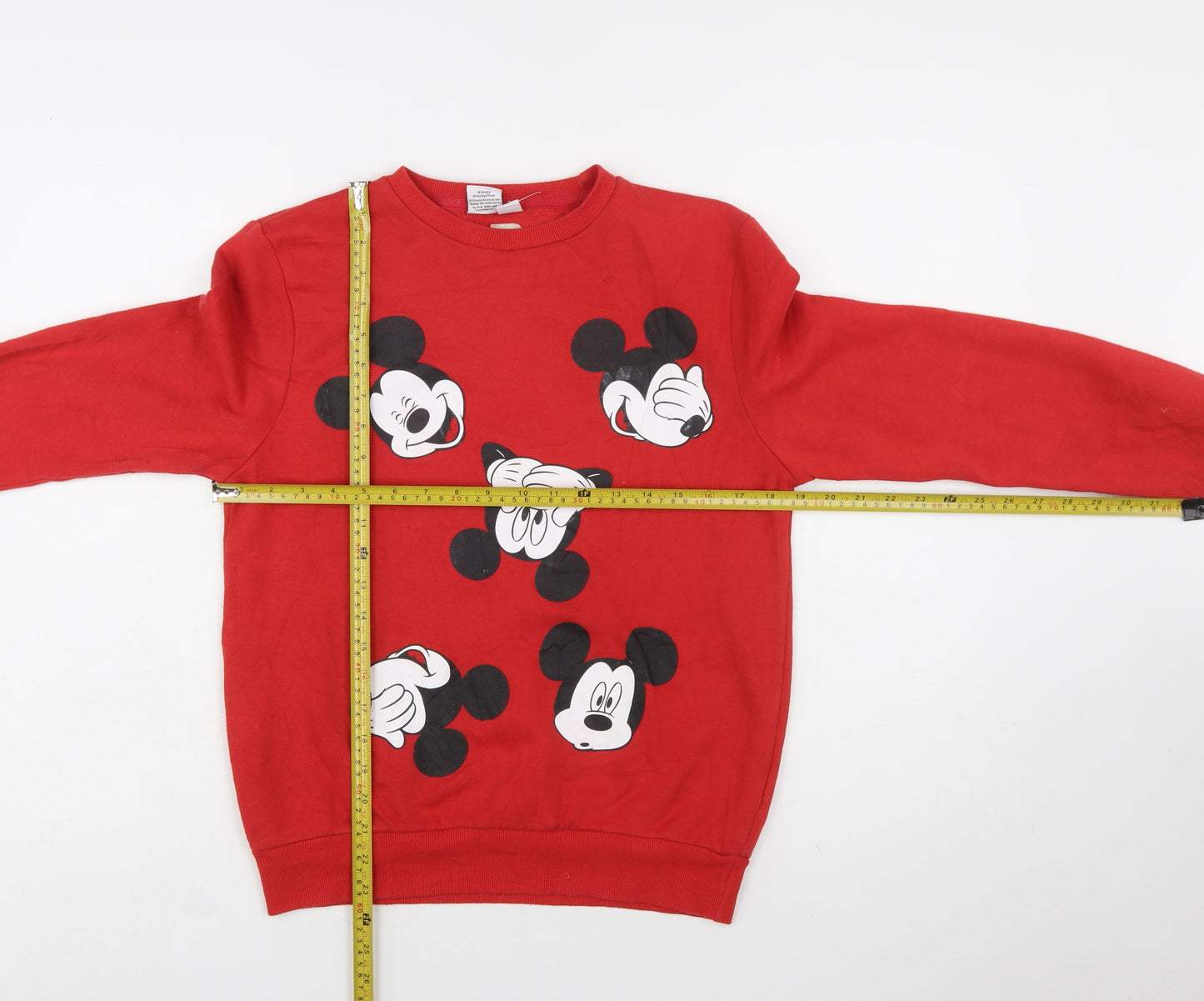 Primark Women Red Mickey Mouse Graphic Pullover Sweatshirt Size S