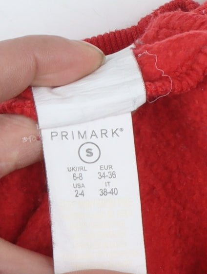 Primark Women Red Mickey Mouse Graphic Pullover Sweatshirt Size S