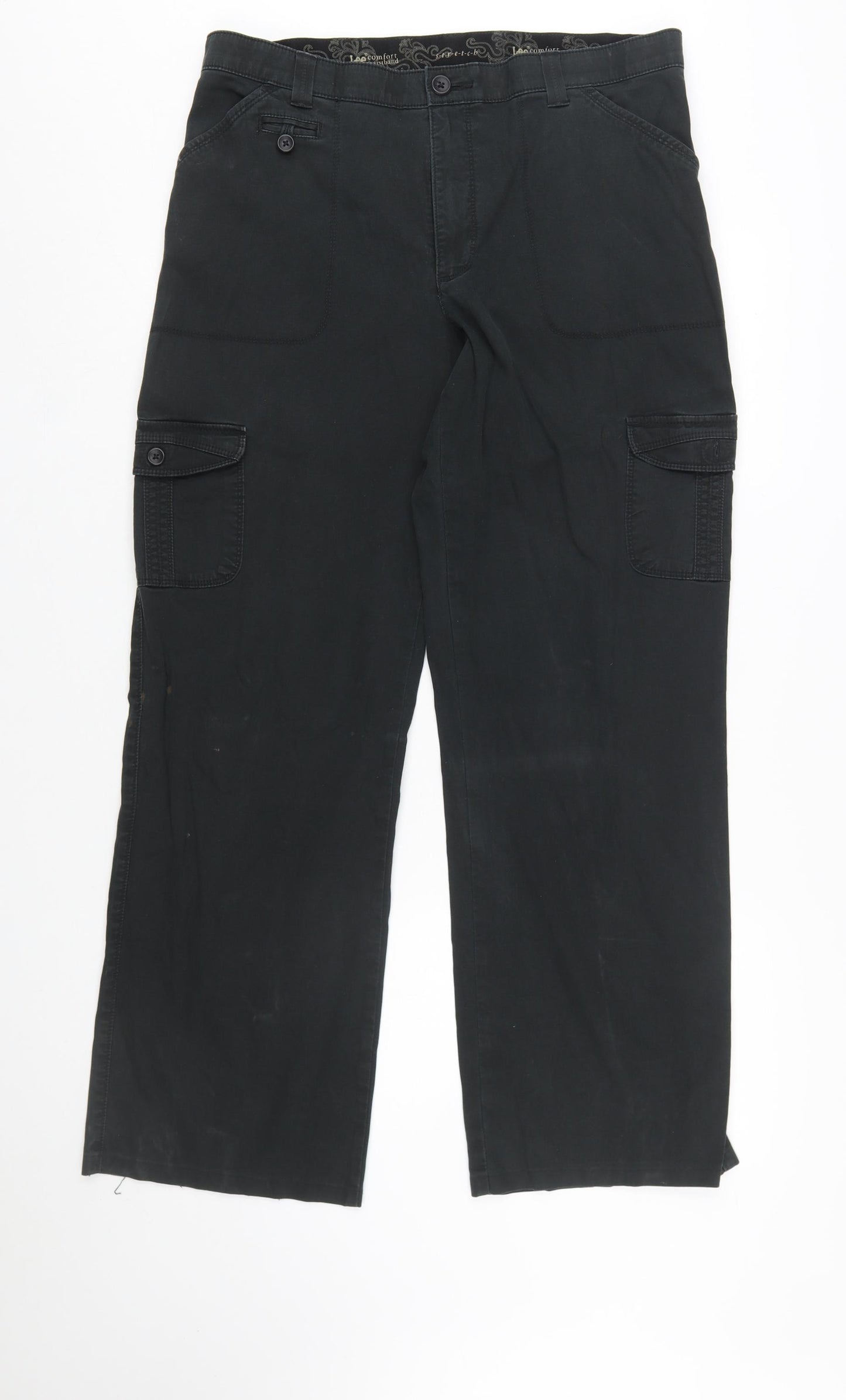 Lee Women’s Black Cargo Stretch Twill Trousers Size 14