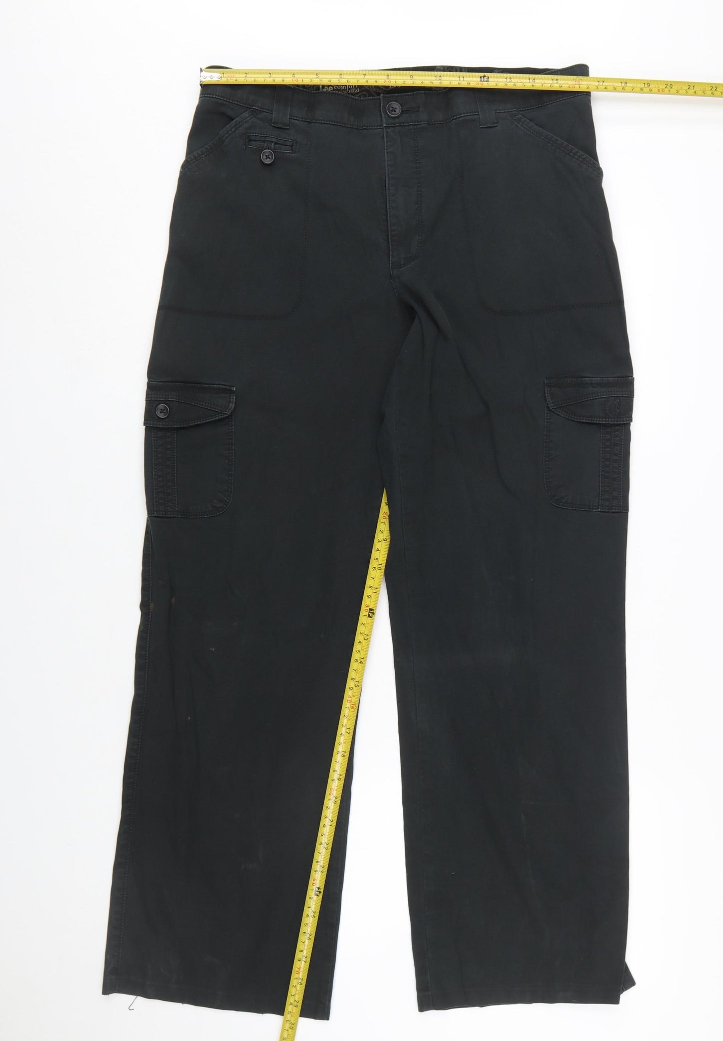Lee Women’s Black Cargo Stretch Twill Trousers Size 14
