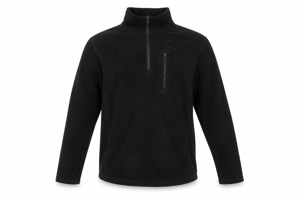 Front view of Condor Men's Black Fleece 1/4 Zip Pullover Sweatshirt, size L