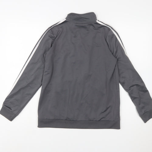 Adidas Boys Grey Full Zip Sweatshirt 14-16 Years Logo Collar Sports Top