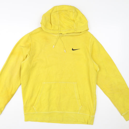 Nike Mens Yellow Pullover Hoodie M Hooded Fleece Sweatshirt