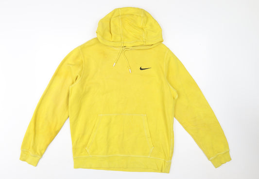 Nike Mens Yellow Pullover Hoodie M Hooded Fleece Sweatshirt