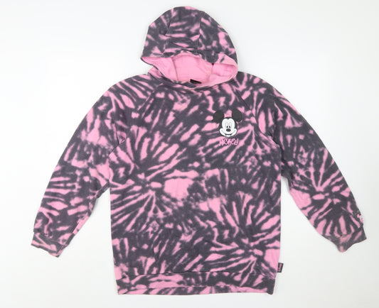 Disney at Primark Girls Pink Tie Dye Mickey Mouse Fleece Hoodie 13-14 Years