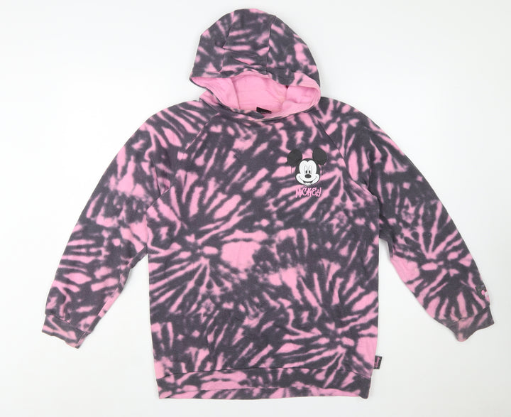 Disney at Primark Girls Pink Tie Dye Mickey Mouse Fleece Hoodie 13-14 Years