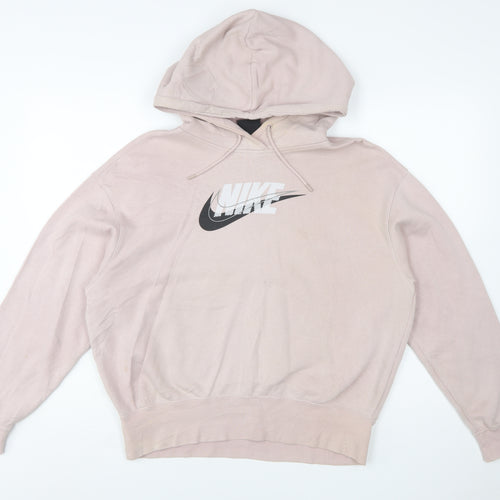 Nike Womens Pink Pullover Hoodie XS Cotton Blend Logo Sweatshirt