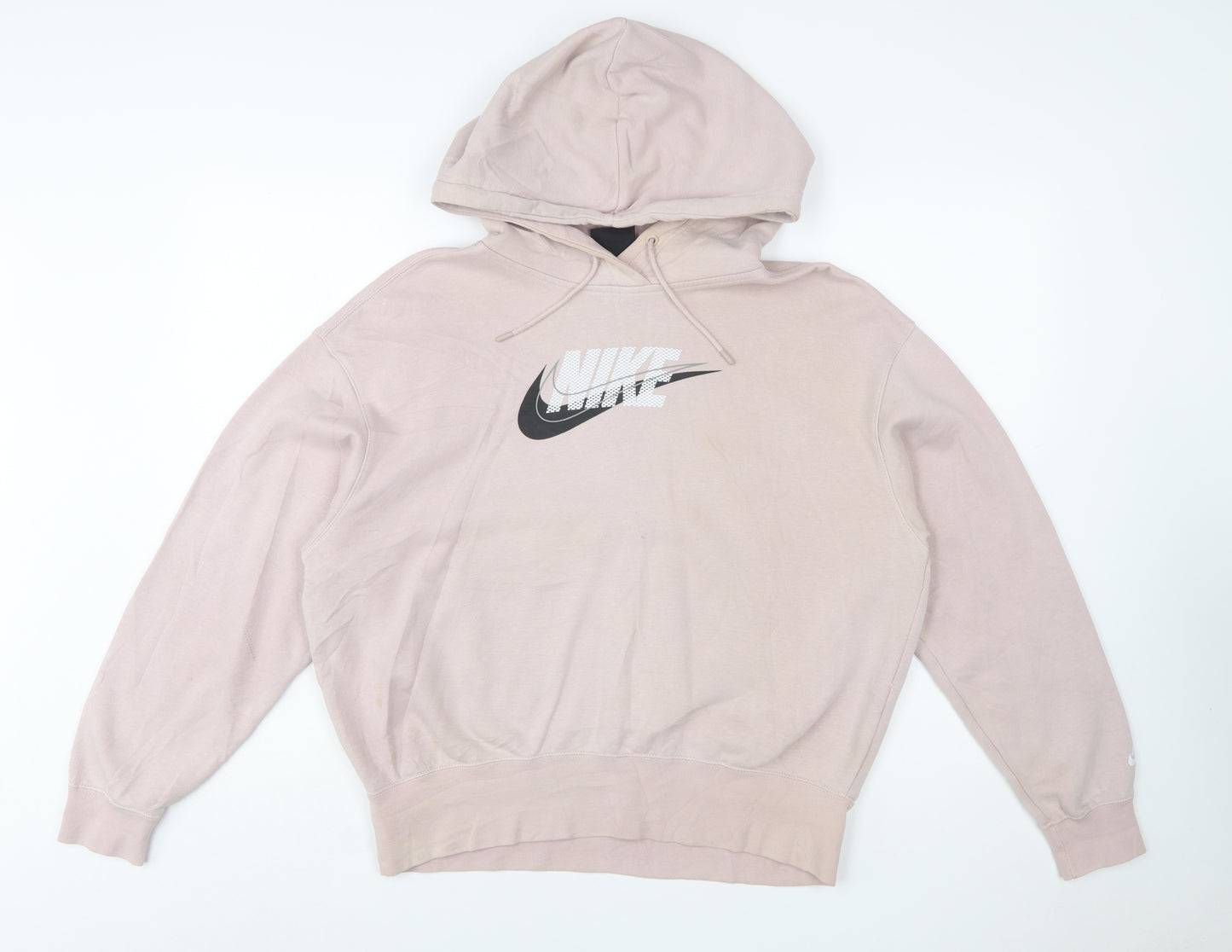 Nike Womens Pink Pullover Hoodie XS Cotton Blend Logo Sweatshirt