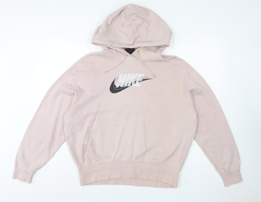 Nike Womens Pink Pullover Hoodie XS Cotton Blend Logo Sweatshirt