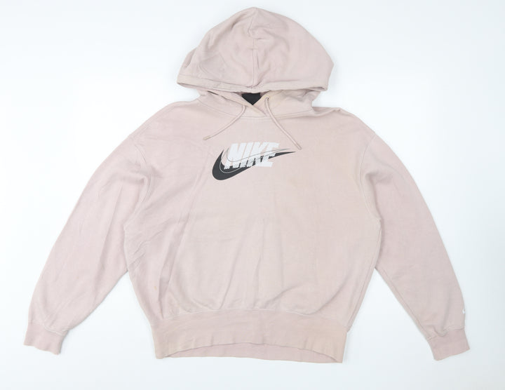 Nike Womens Pink Pullover Hoodie XS Cotton Blend Logo Sweatshirt