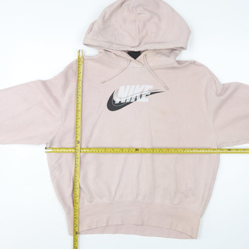 Nike Womens Pink Pullover Hoodie XS Cotton Blend Logo Sweatshirt
