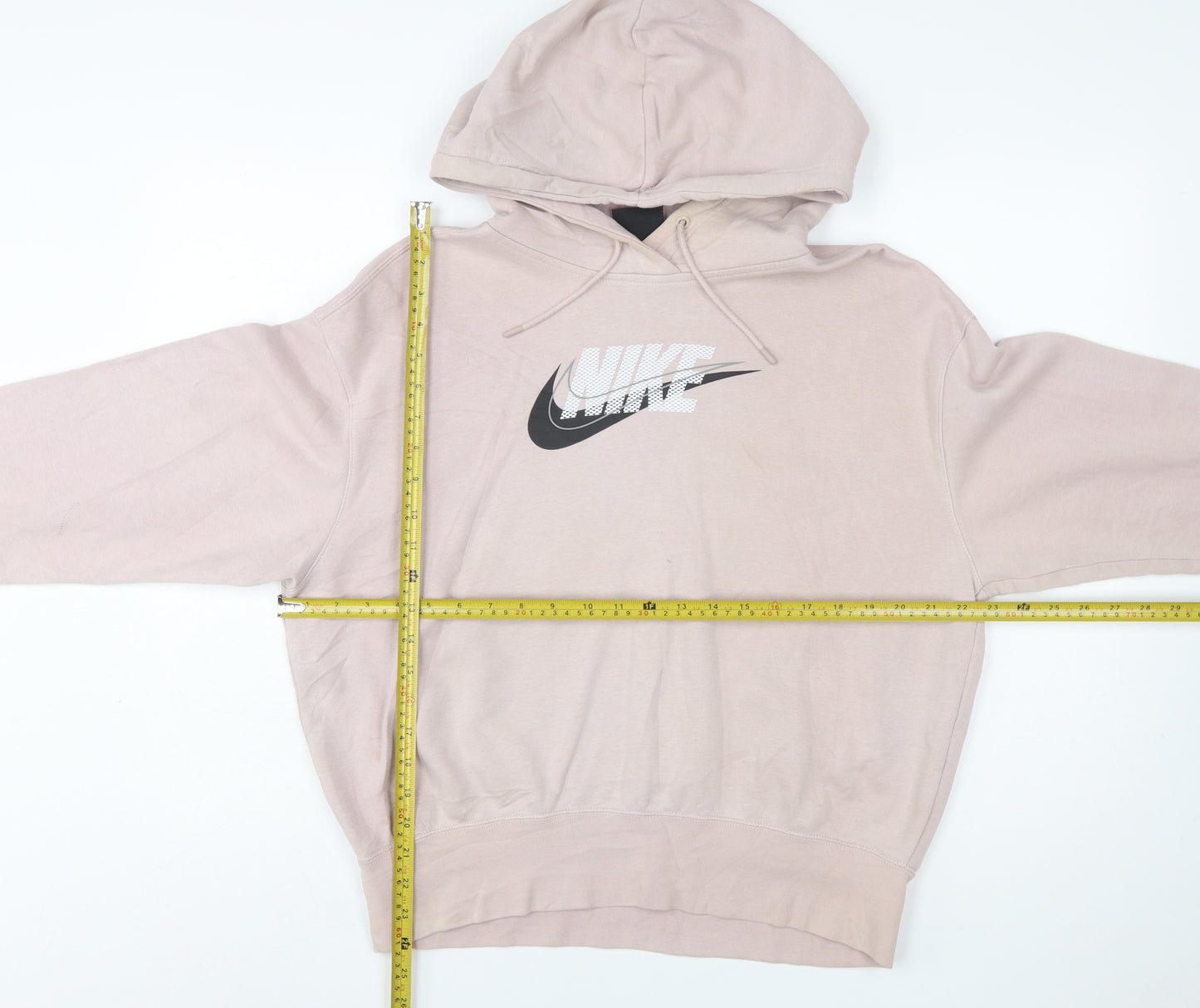 Nike Womens Pink Pullover Hoodie XS Cotton Blend Logo Sweatshirt