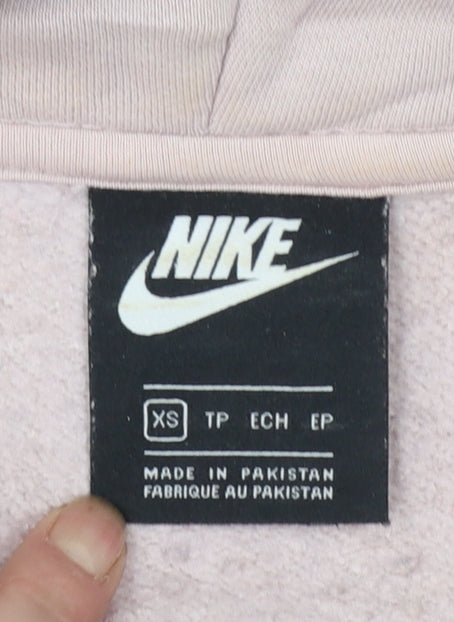 Nike Womens Pink Pullover Hoodie XS Cotton Blend Logo Sweatshirt