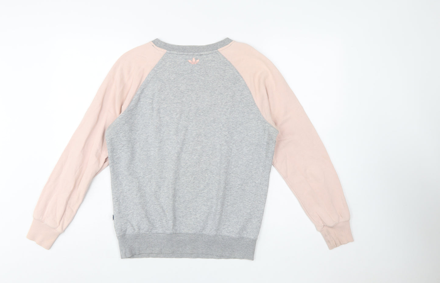 Adidas Women Grey Pink Logo Raglan Sweatshirt Size 12