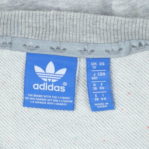 Adidas Women Grey Pink Logo Raglan Sweatshirt Size 12