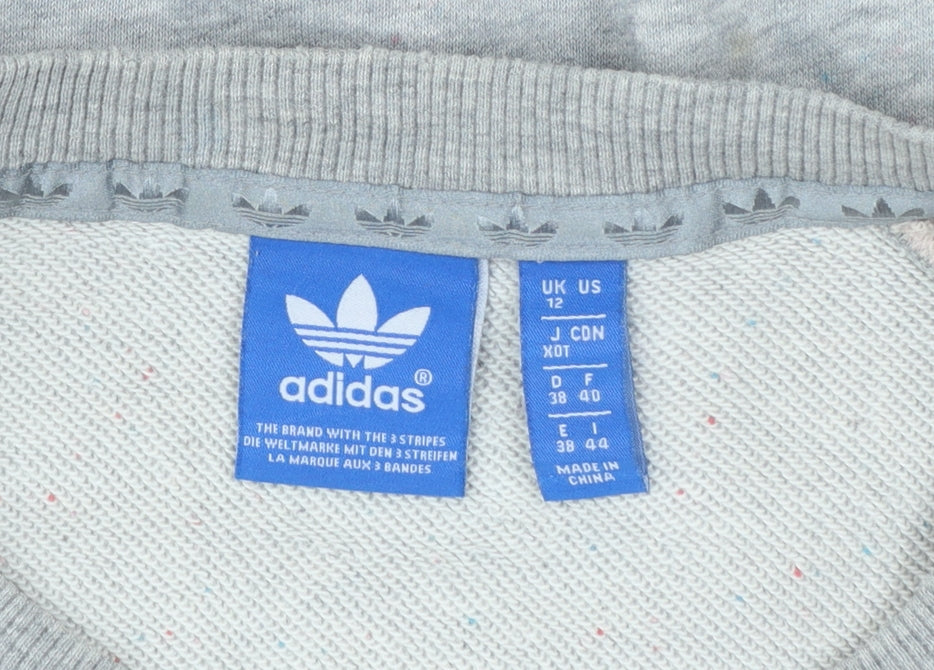 Adidas Women Grey Pink Logo Raglan Sweatshirt Size 12