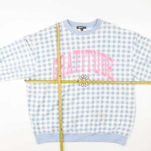 Missguided Women Blue Gingham Gratitude Sweatshirt UK 14