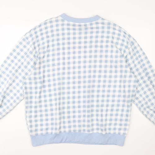 Missguided Women Blue Gingham Gratitude Sweatshirt UK 14