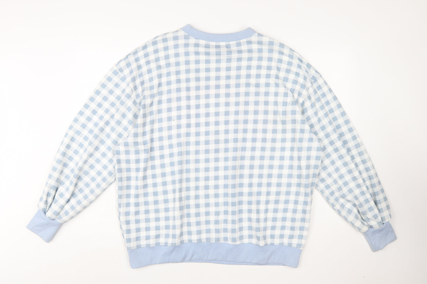 Missguided Women Blue Gingham Gratitude Sweatshirt UK 14