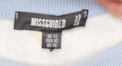 Missguided Women Blue Gingham Gratitude Sweatshirt UK 14