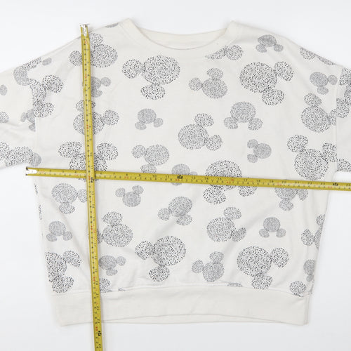 Disney Women’s White Mickey Print Pullover Sweatshirt Size M UK 12/14
