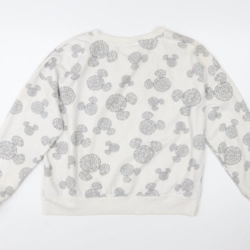 Disney Women’s White Mickey Print Pullover Sweatshirt Size M UK 12/14