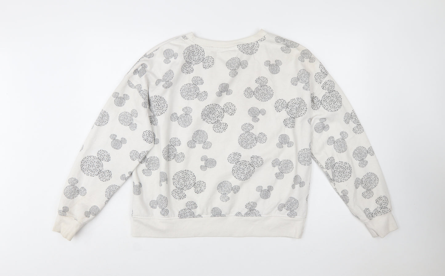 Disney Women’s White Mickey Print Pullover Sweatshirt Size M UK 12/14