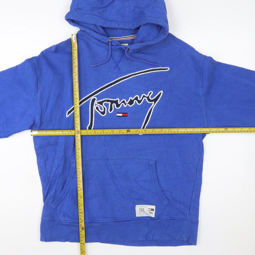 Tommy Jeans Men's Blue Pullover Hoodie M Logo Embroidered