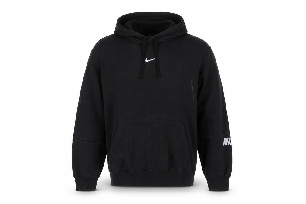 Front view of Nike Men's Black Large Pullover Hoodie Classic Fit Sportswear