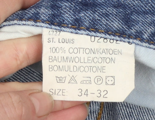 Lee Riders Men's Blue 34x32 Straight Fit Vintage Denim Jeans