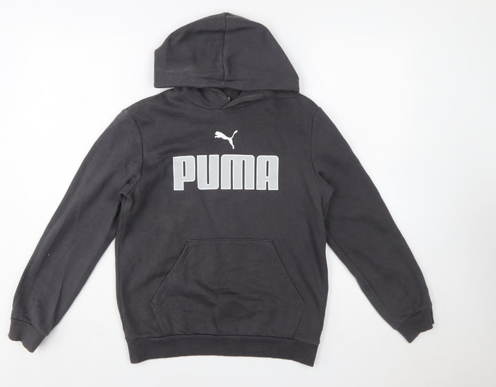 Puma Boys Black Pullover Hoodie Size 13-14 Years Cotton Blend