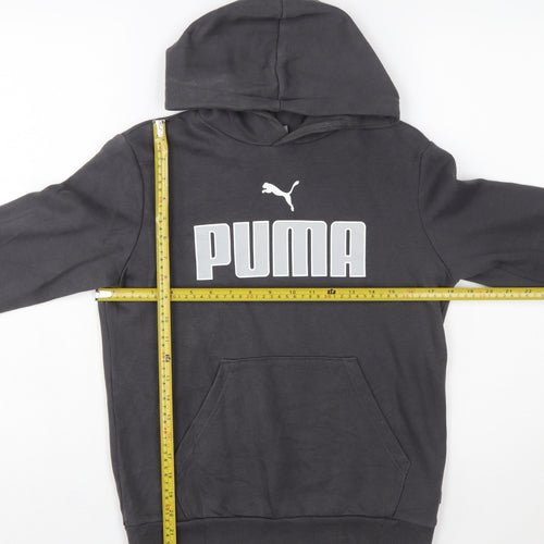 Puma Boys Black Pullover Hoodie Size 13-14 Years Cotton Blend