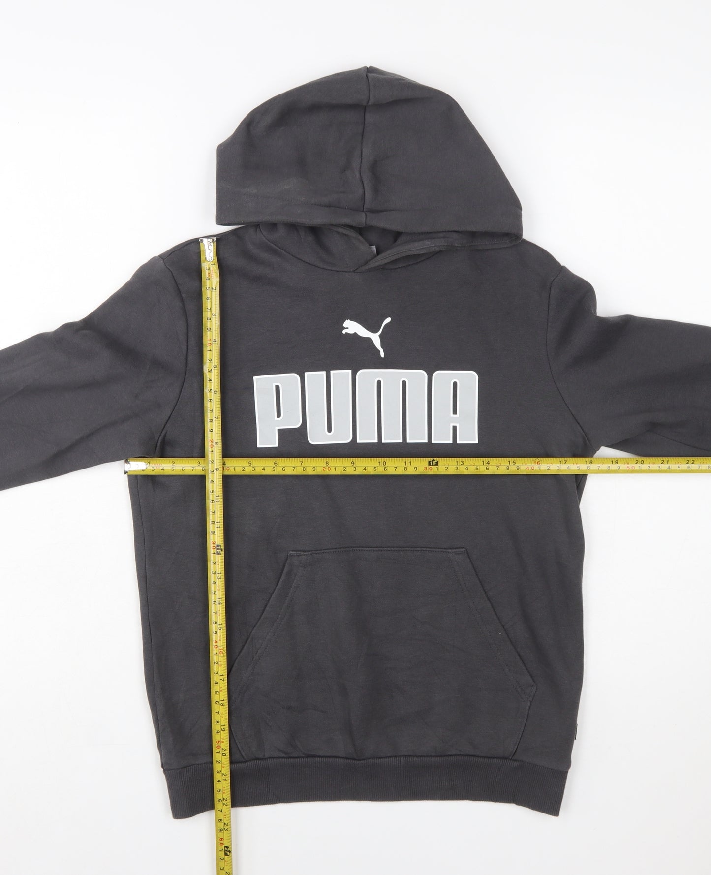 Puma Boys Black Pullover Hoodie Size 13-14 Years Cotton Blend