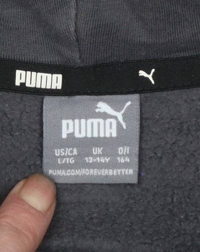 Puma Boys Black Pullover Hoodie Size 13-14 Years Cotton Blend