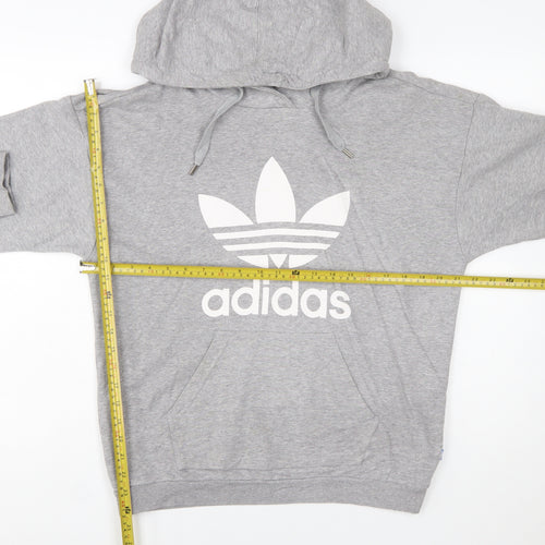 Adidas Women Grey Size 8 Pullover Hoodie Cotton Blend Logo Sweatshirt