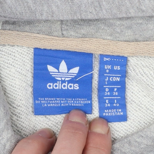 Adidas Women Grey Size 8 Pullover Hoodie Cotton Blend Logo Sweatshirt