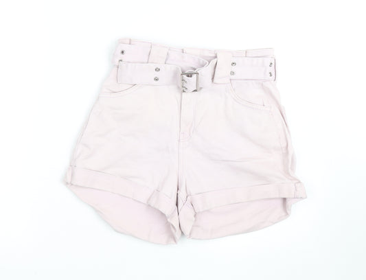 Bershka Women Pink High Waist Belted Cotton Skort Size 10