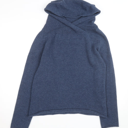 Celtic & Co. Men's Blue Wool Hooded Roll Neck Jumper Size M